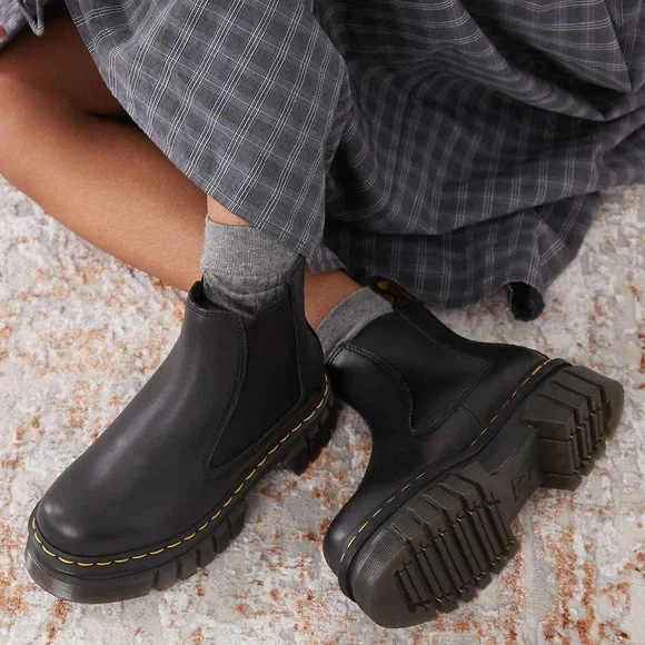 Dr. Martens x Free People Audrick Chelsea Platform 5 Black Smooth Nappa Leather